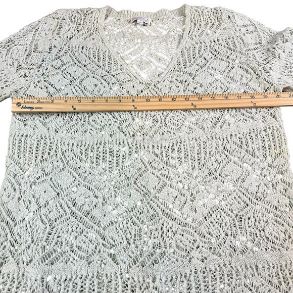 Joseph A Top Sz Large Crochet Mint Green Cotton Boho Coquette Open Knit Sweater - Picture 11 of 12